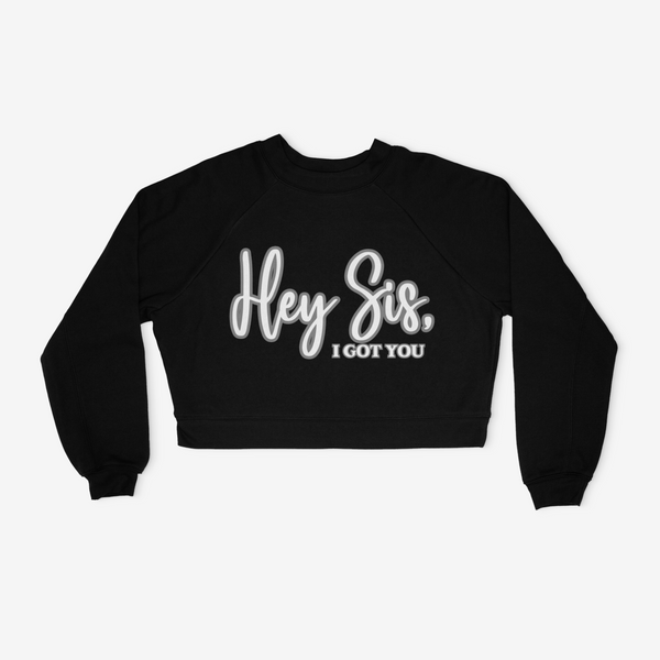 Hey Sis Womens Crop Sweatshirt - Black