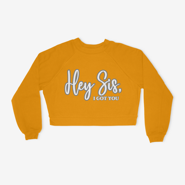 Hey Sis Womens Crop Sweatshirt - Mustard