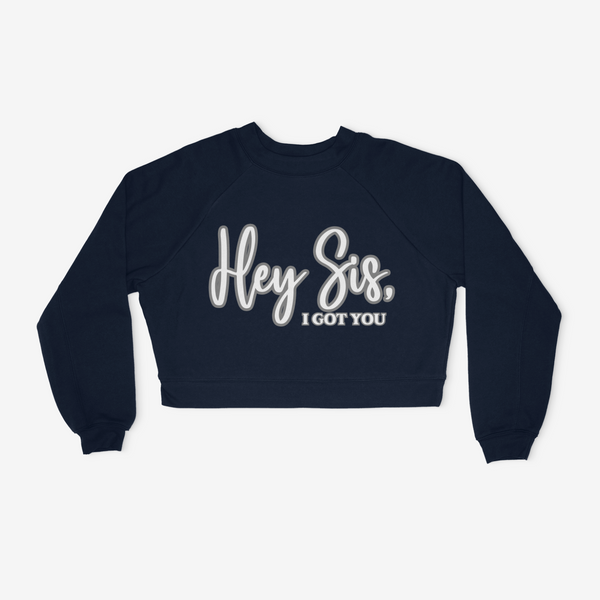 Hey Sis Womens Crop Sweatshirt - Navy