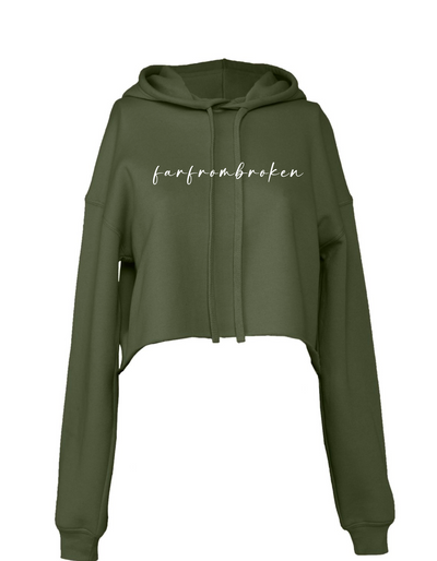 FARFROMBROKEN Crop Hoodie - Military Green